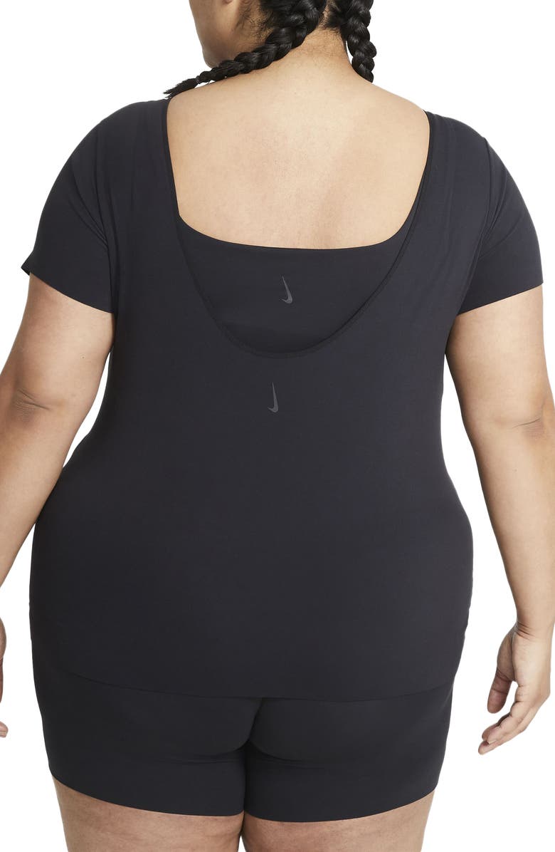 Nike Yoga Luxe Short Sleeve Top, Alternate, color, Black/ Dark Smoke Grey