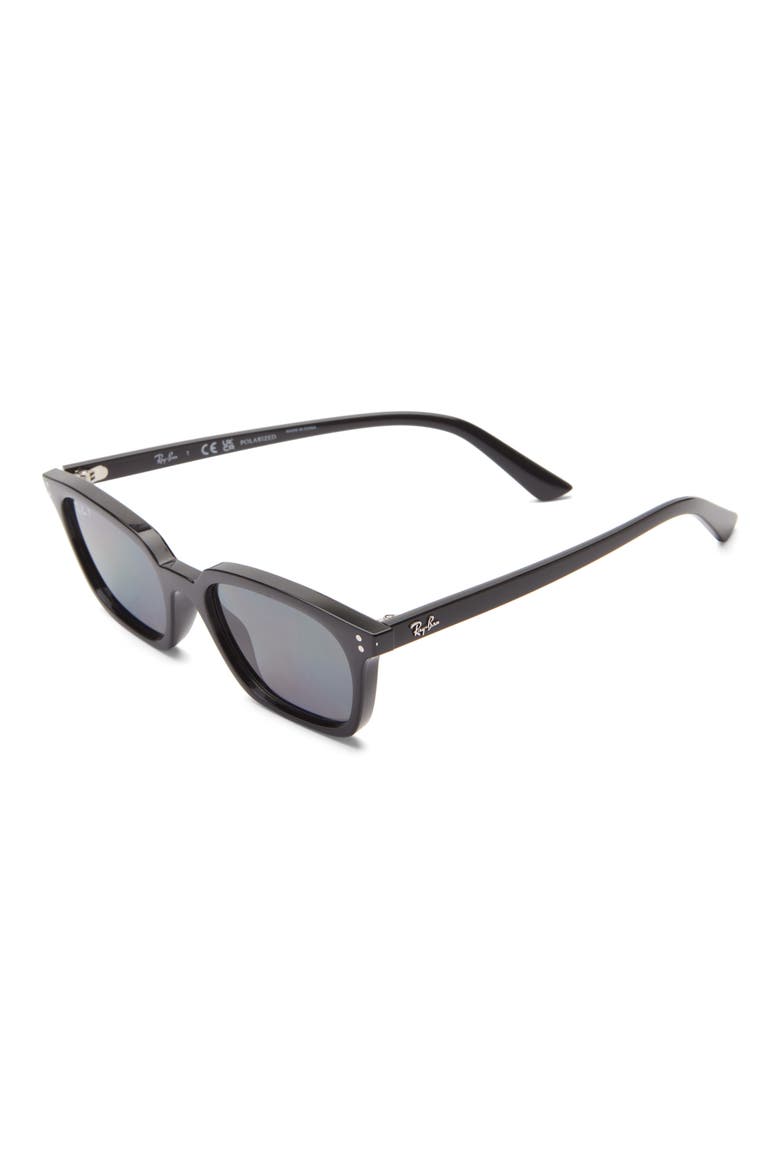 53mm Polarized Pillow Sunglasses, Alternate, color, BLACK