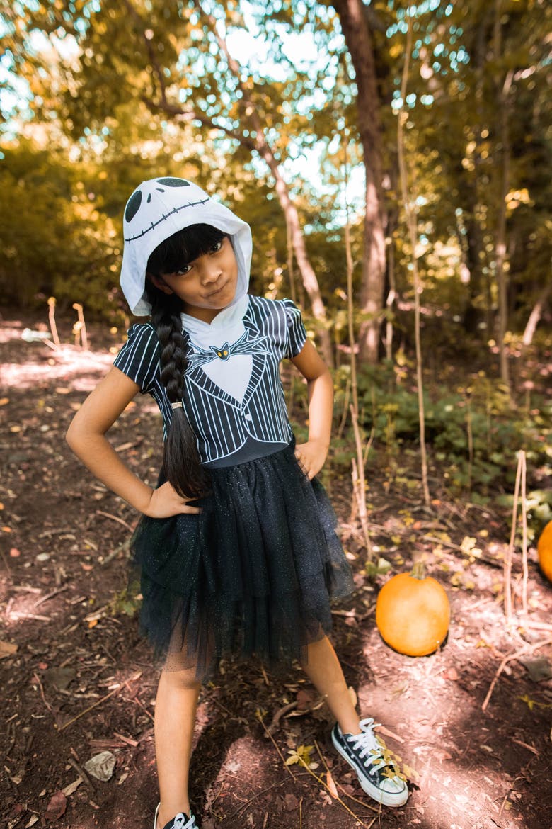 Nightmare Before Christmas Jack Skellington Hooded Tutu Dress, Alternate, color, Jack Skellington Black