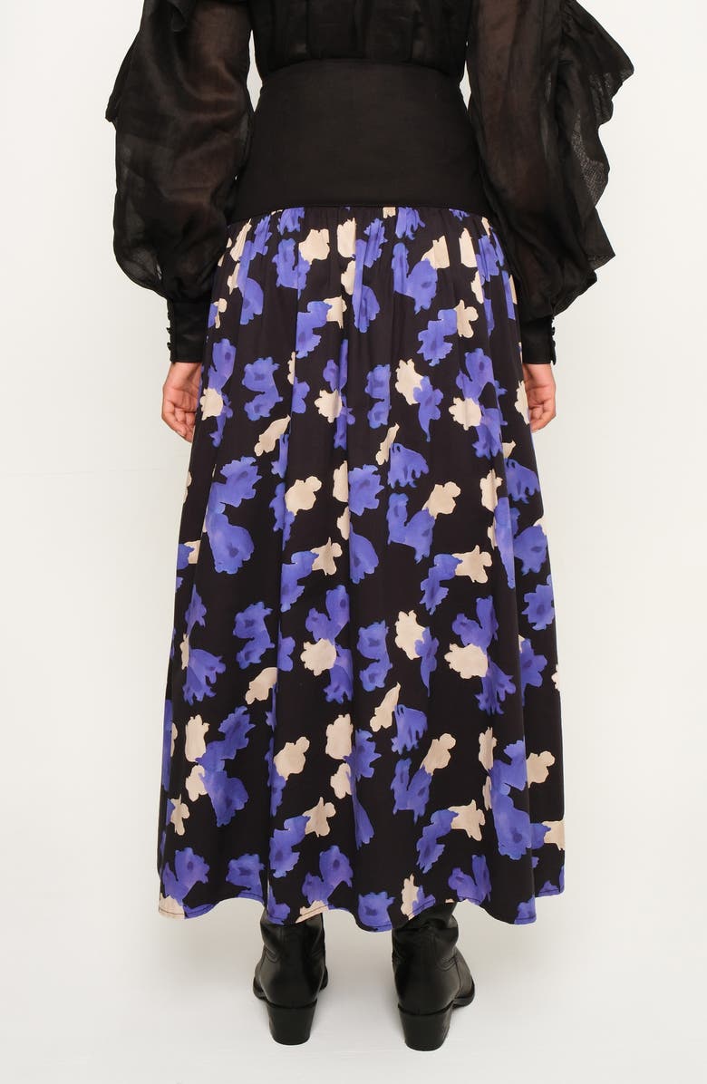 The Lulo Project The Sentinel Lace-Up Floral Print Maxi Skirt, Alternate, color, Jacaranda