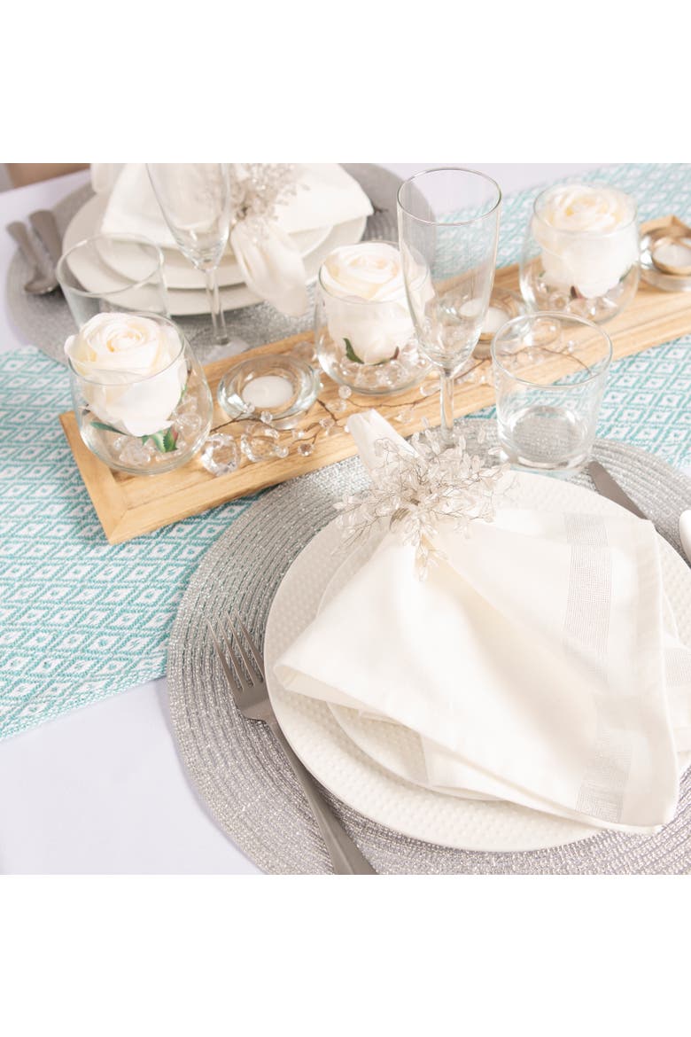Mini Diamond Table Runner 15X72, Alternate, color, Aqua