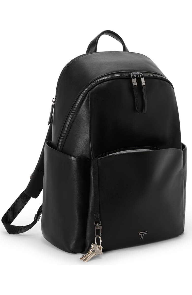 TUMI Raina Large Leather Backpack, Alternate, color, Black/ Gunmetal