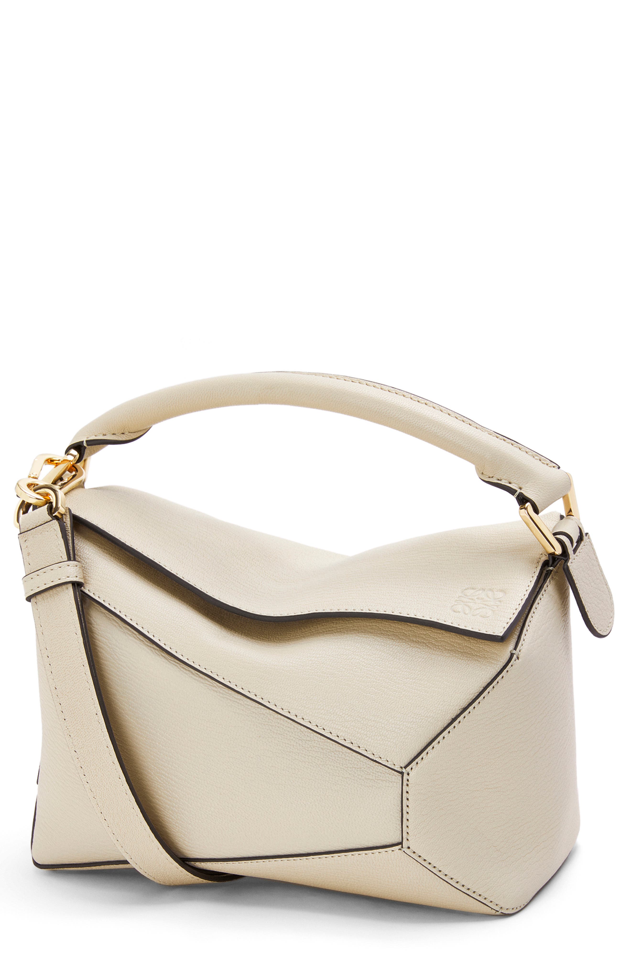 Small Puzzle Leather Shoulder Bag, Main, color, ANGORA