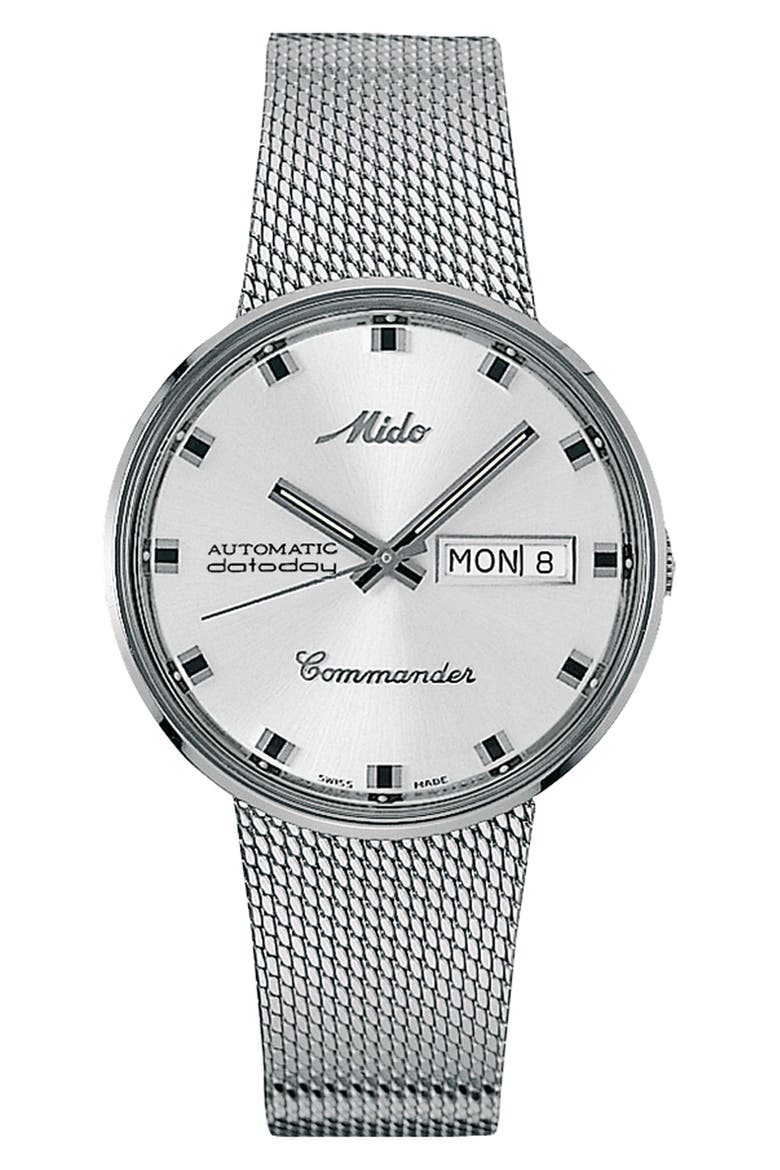 Commander Automatic Mesh Strap Watch, 37mm, Main, color, SILVER