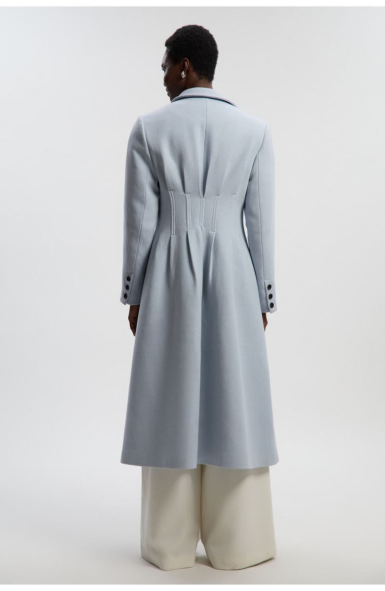 Karen Millen Corset Detail Full Skirted Maxi Coat, Alternate, color, Pale Blue
