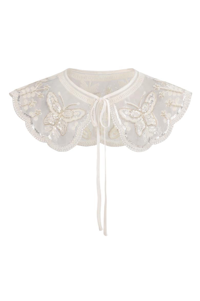 Embroidered Butterfly Stole, Main, color, White