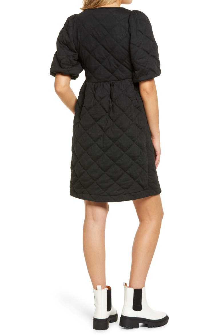 Puff Sleeve Dress, Alternate, color, BLACK