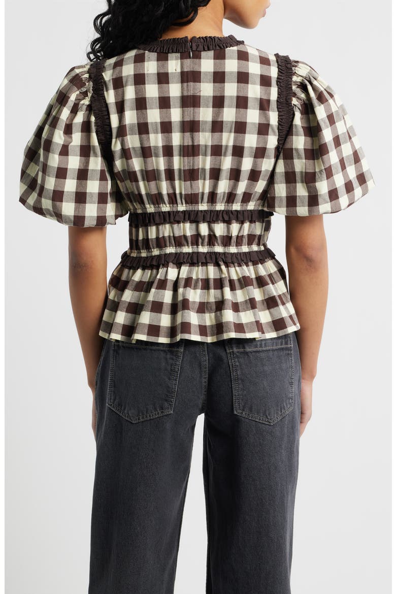 Everly Ruffle Puff Sleeve Peplum Top, Alternate, color, BUTTER