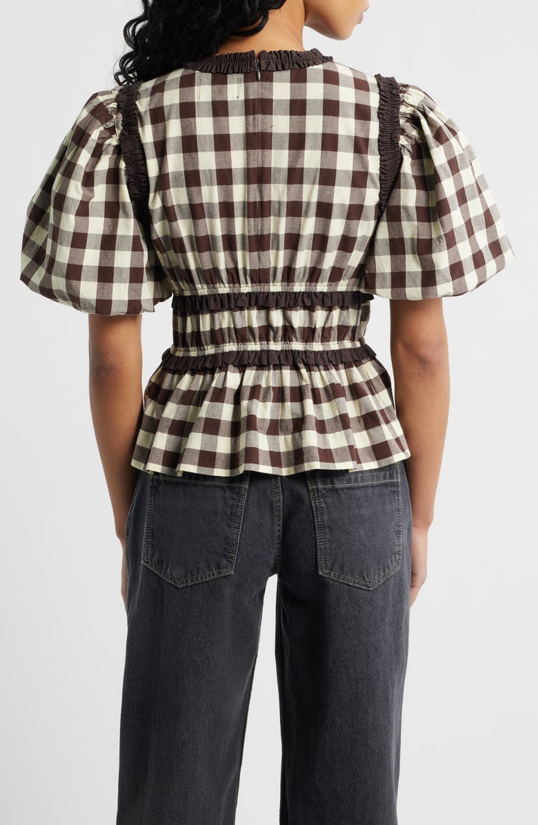 Damson Madder Everly Ruffle Puff Sleeve Peplum Top, Alternate, color, Butter