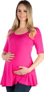 24seven Comfort Apparel Maternity Elbow Swing Tunic Top