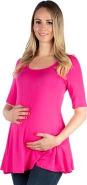 24seven Comfort Apparel Maternity Elbow Swing Tunic Top