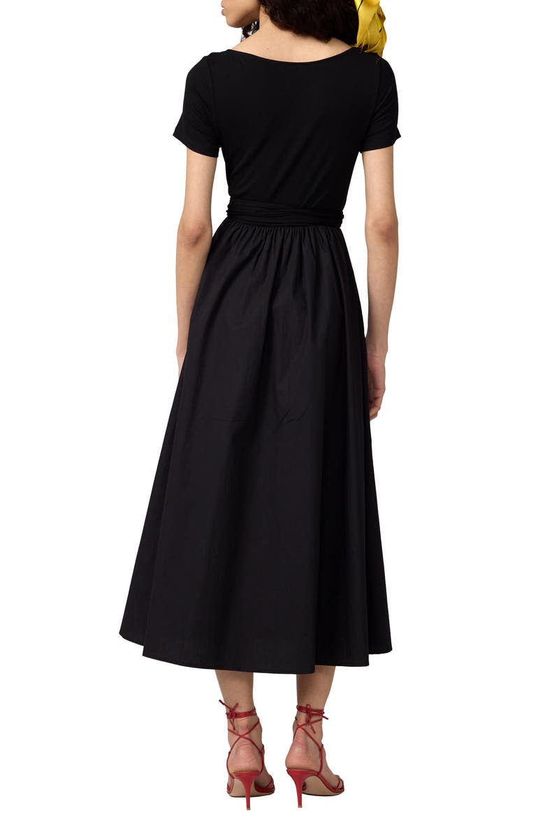 DVF Elena Mixed Media Fit & Flare Dress, Alternate, color, Black