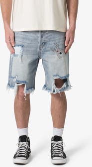 mnml Distressed Spider Denim Shorts