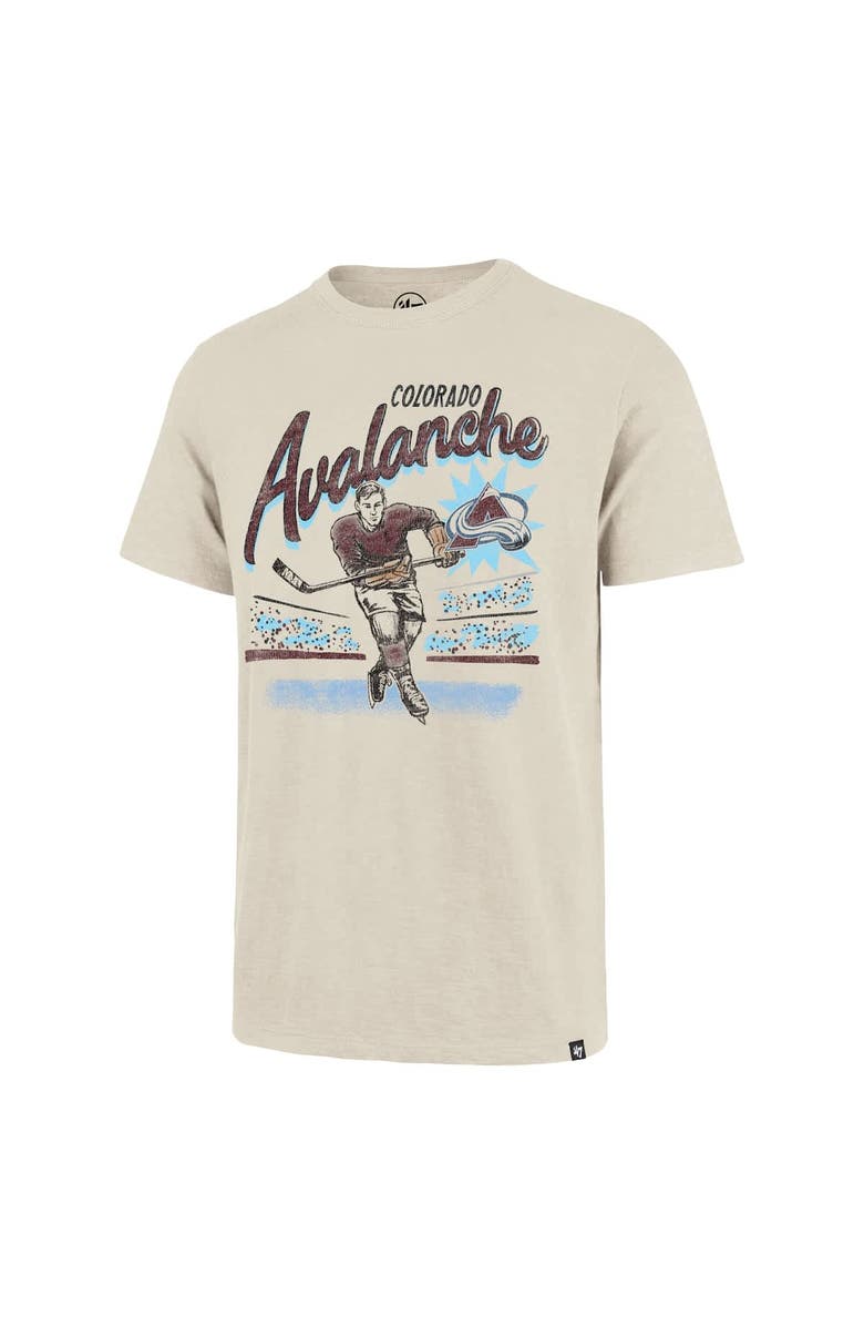 '47 Men's '47  Natural Colorado Avalanche Hockey Player Golden Age Scrum T-Shirt, Alternate, color, 