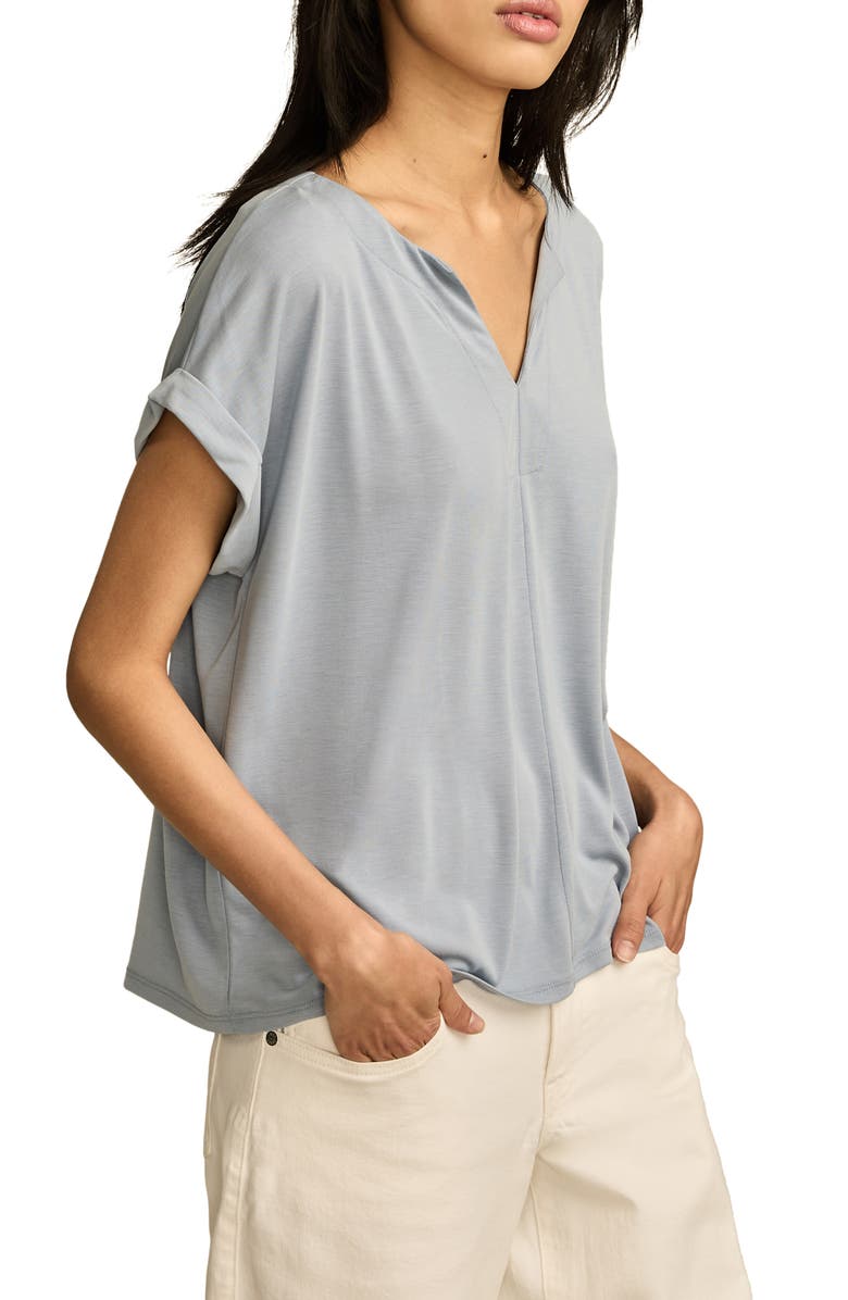 Lucky Brand Sandwashed Notch Neck T-Shirt, Alternate, color, Tempest