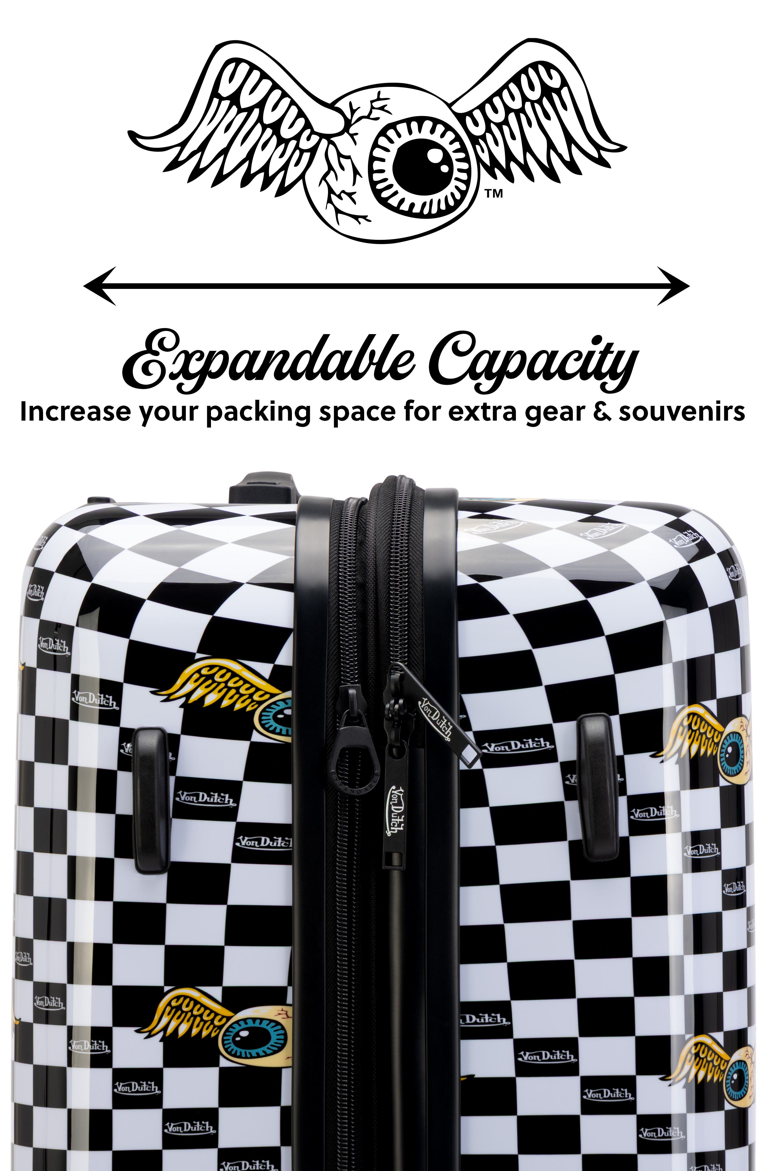 Von Dutch Vision Board Expandable Hardside Spinner Carry-on Suitcase, Alternate, color, Vision Board