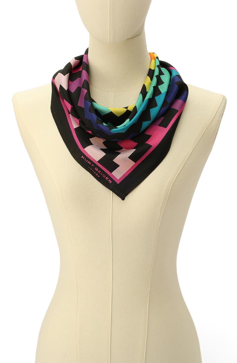 Kurt Geiger London Rainbow Silk Square Bandana, Alternate, color,
