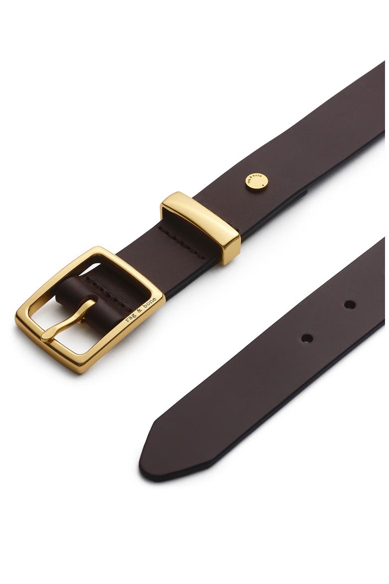 X Boyfriend Leather Belt, Alternate, color, DARK BROWN