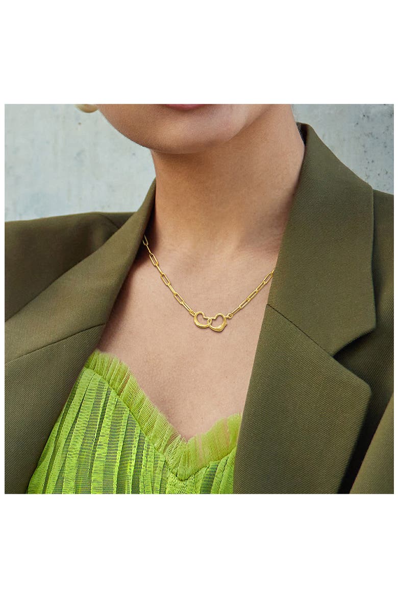 Open Heart Paperclip Link Necklace, Alternate, color, GOLD
