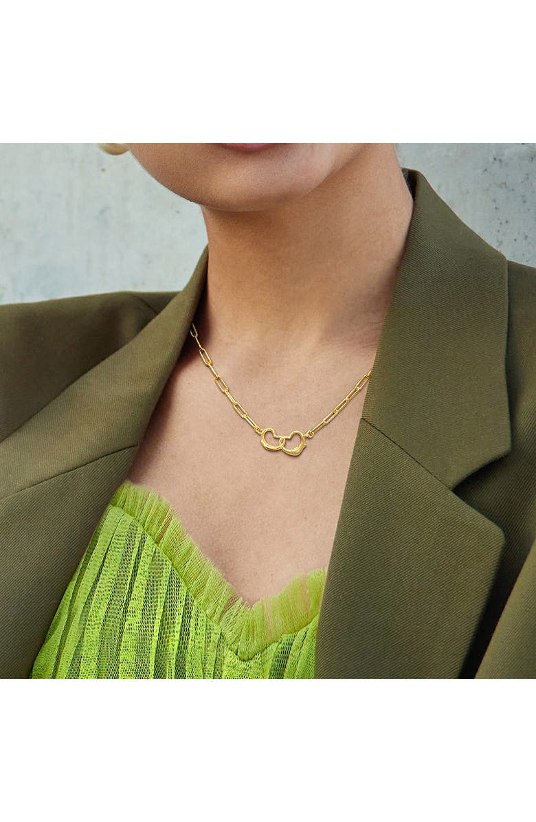 DELMAR Open Heart Paperclip Link Necklace, Alternate, color, Gold