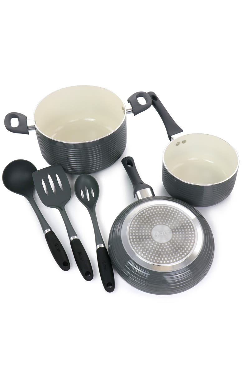 OSTER Ridge Valley 8 Piece Aluminum Nonstick Cookware Set, Alternate, color, Grey