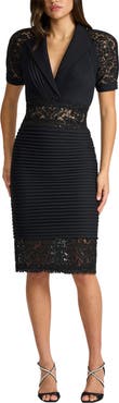 Tadashi Shoji Pintuck Lace Cocktail Dress