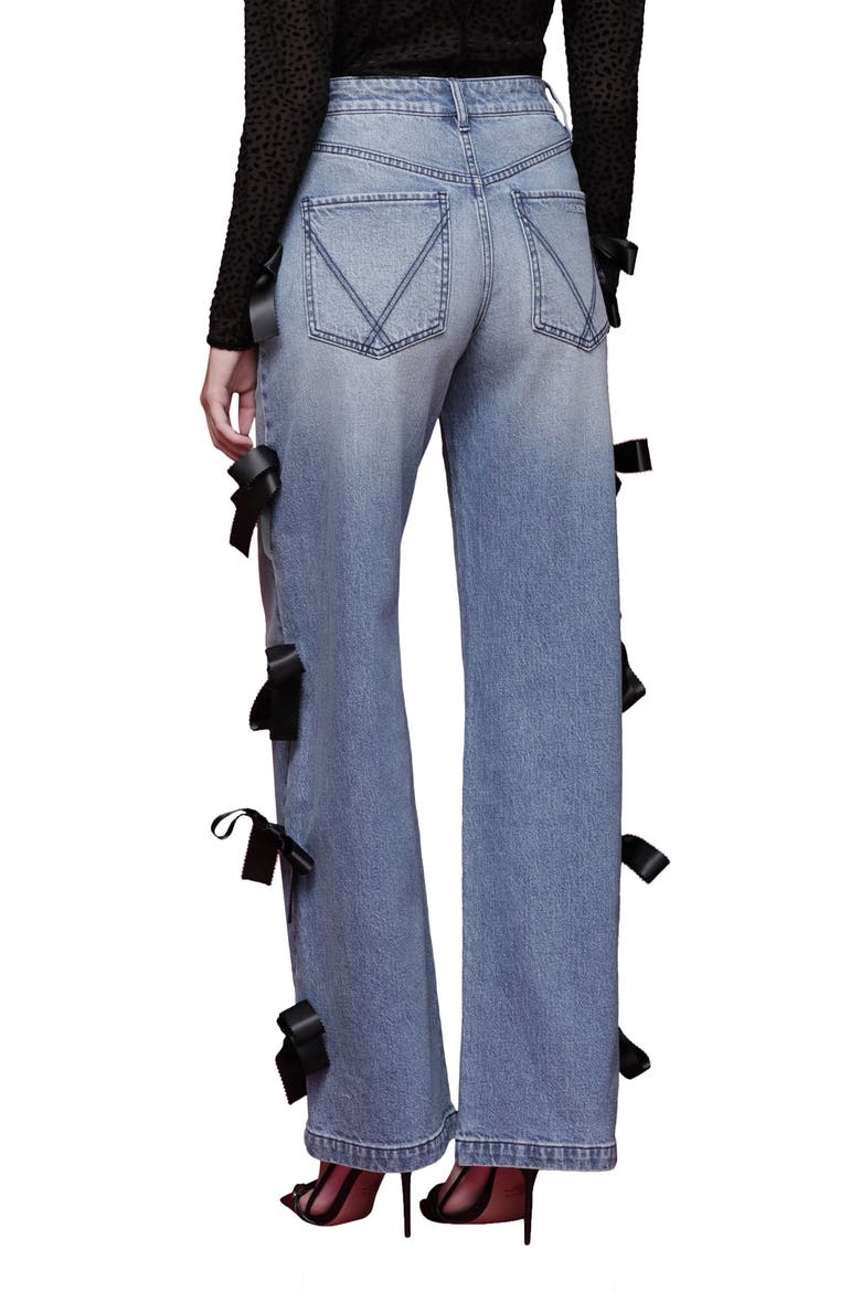 Bow Detail High Waist Jeans, Alternate, color, HAZEL WASH