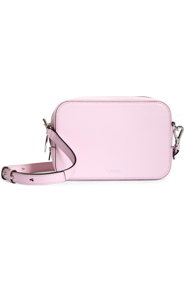 Ganni Leather Camera Crossbody Bag, Main, color,