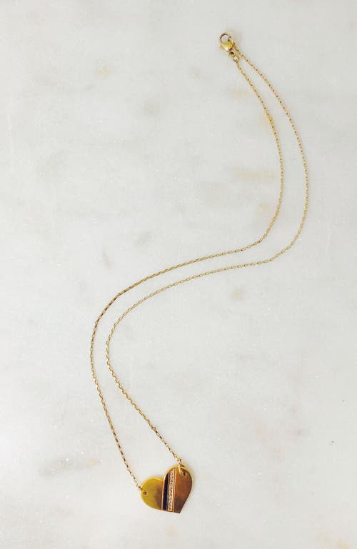 Gwen Beloti Heart Stripe Pendant Necklace In Gold