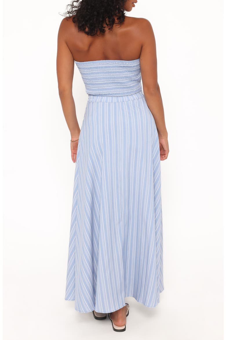 Serafina Stripe Strapless Top & Maxi Skirt Set, Alternate, color, BLUE STRIPE