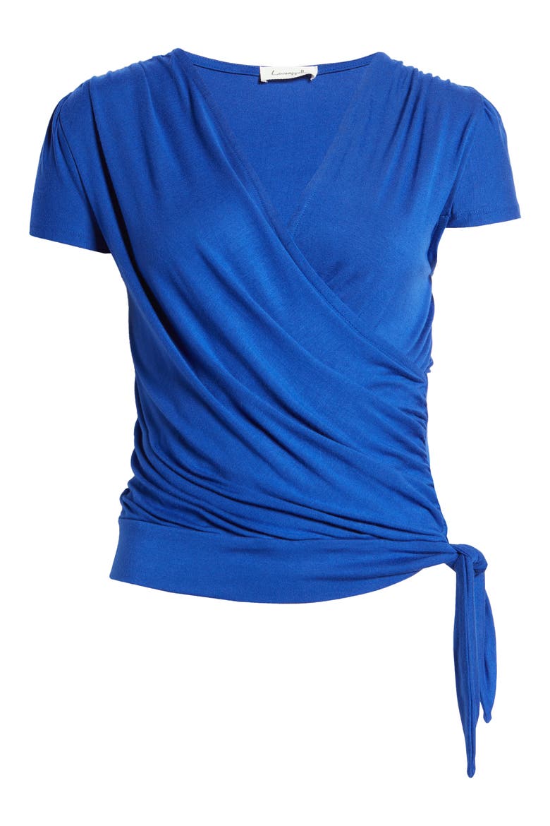 Faux Wrap Top, Alternate, color, ROYAL