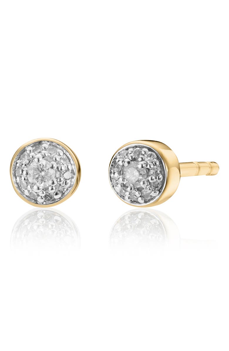 Monica Vinader Fiji Tiny Button Diamond Stud Earrings, Main, color, Yellow Gold