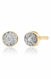 Monica Vinader Fiji Tiny Button Diamond Stud Earrings