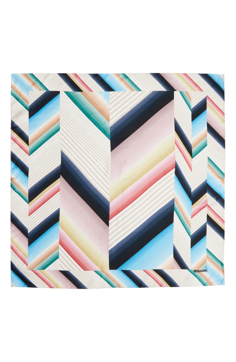 Missoni Chevron Print Silk Square Scarf, Alternate, color, 0001 Pink Blue Multi