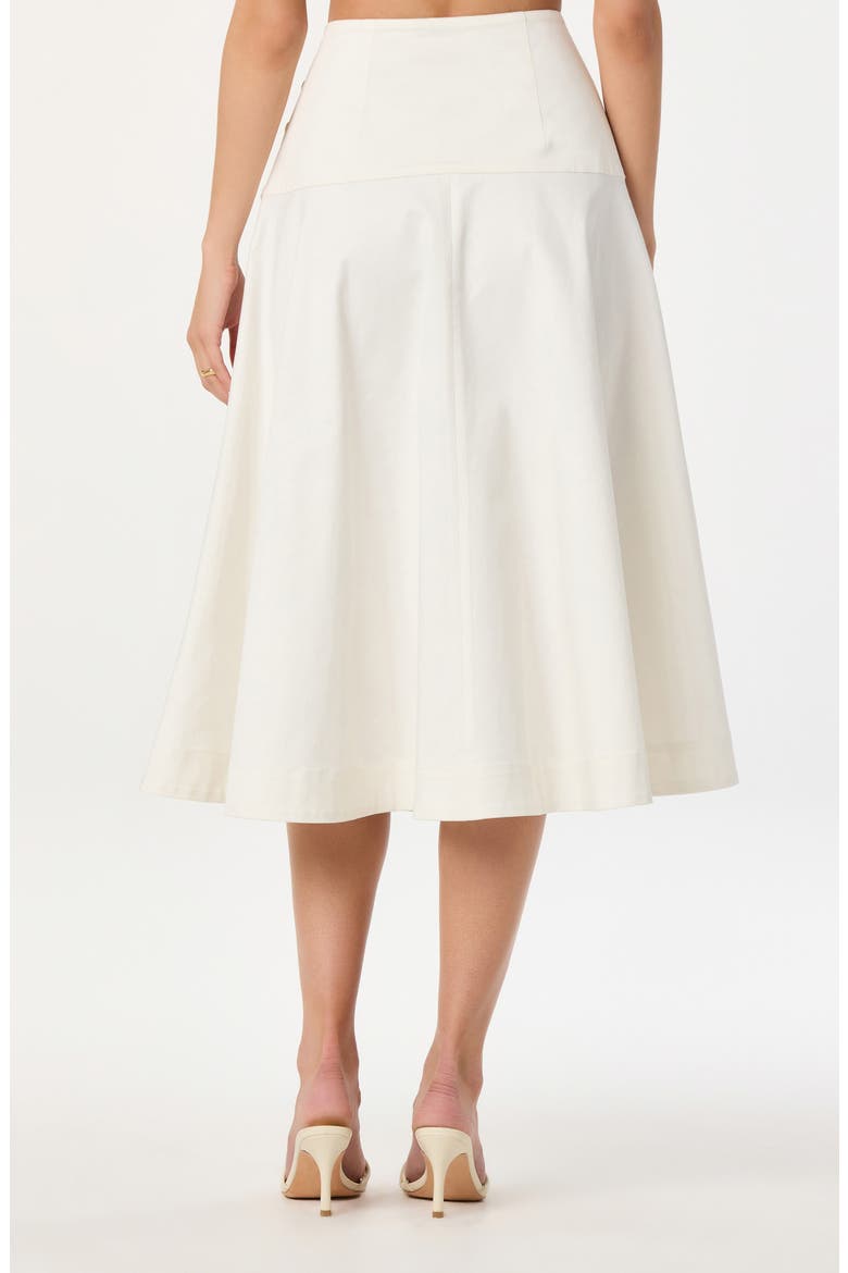 Drop Waist Stretch Cotton Midi Skirt, Alternate, color, OFF WHITE