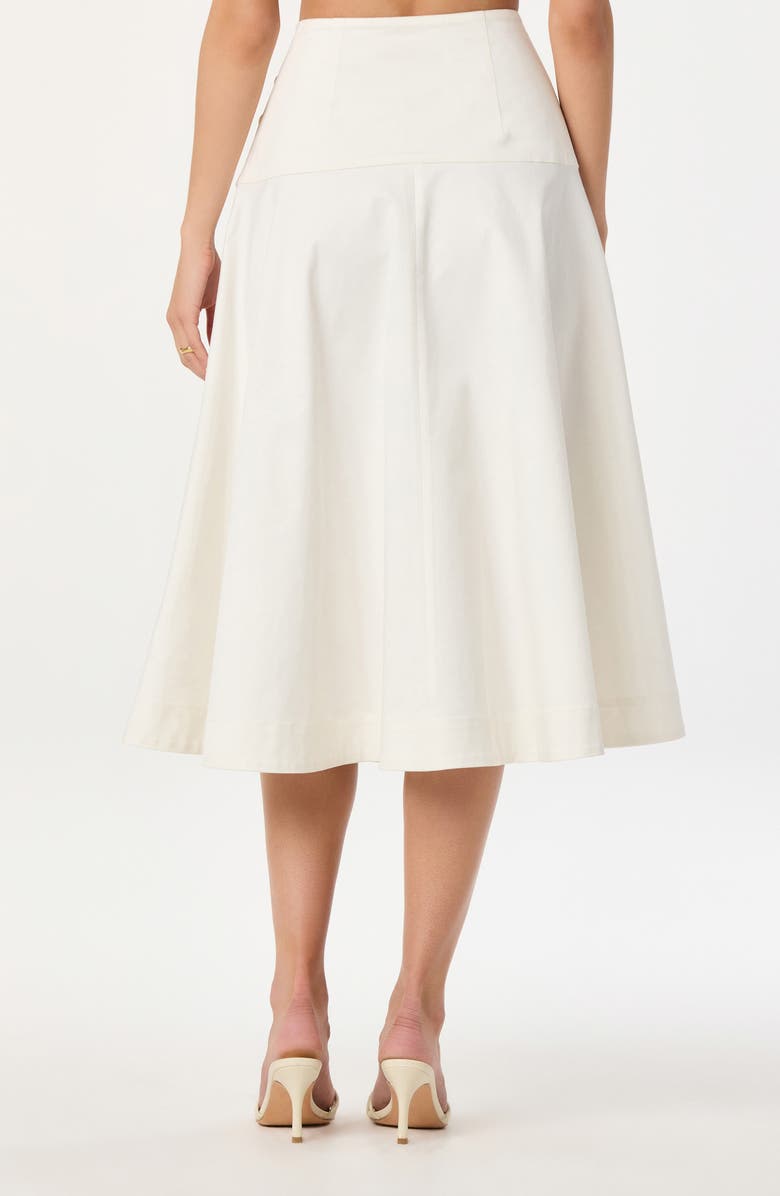 ASTR the Label Drop Waist Stretch Cotton Midi Skirt, Alternate, color, Off White