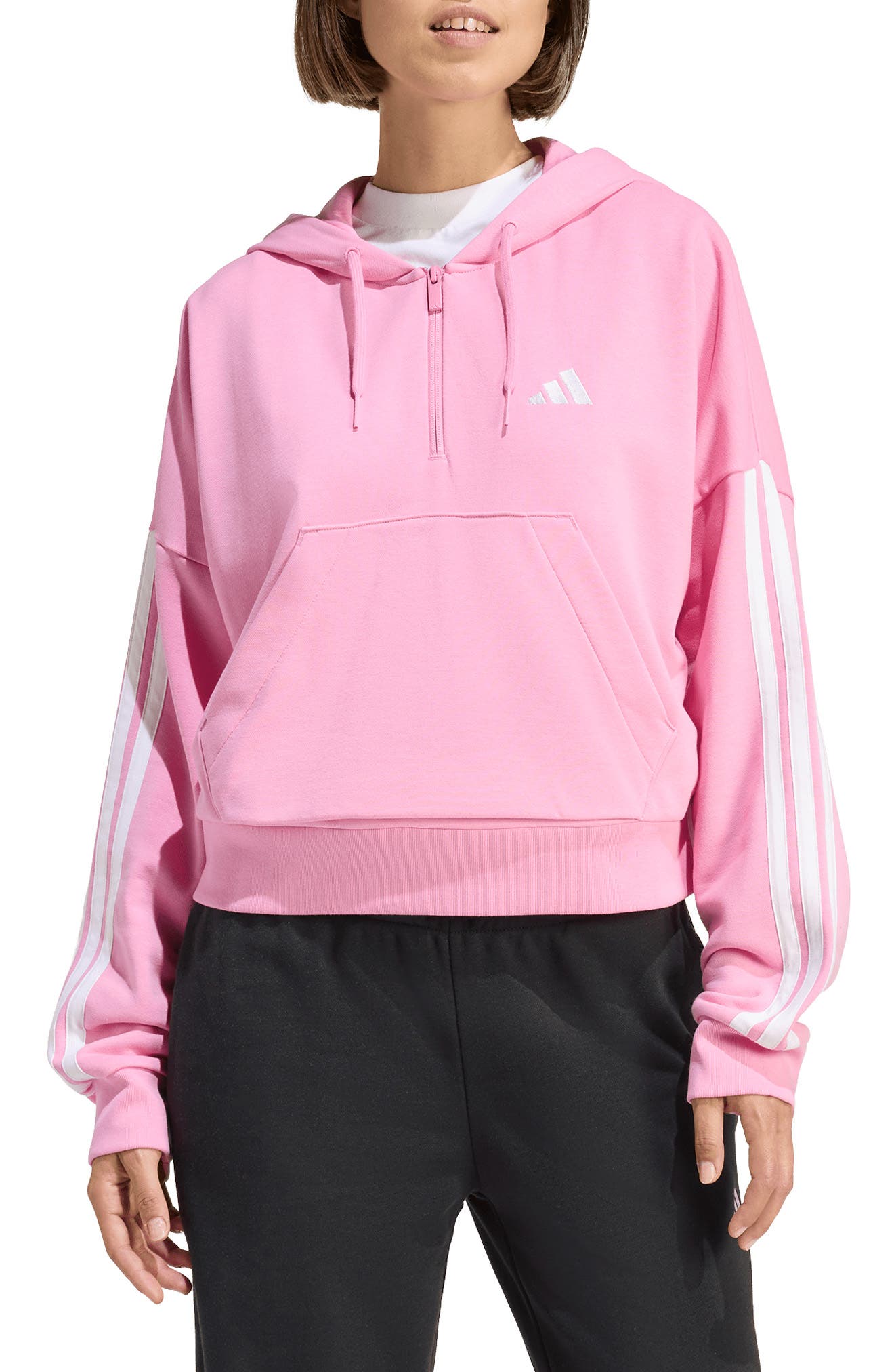 adidas Essentials 3-Stripe Quarter Zip Sweatshirt