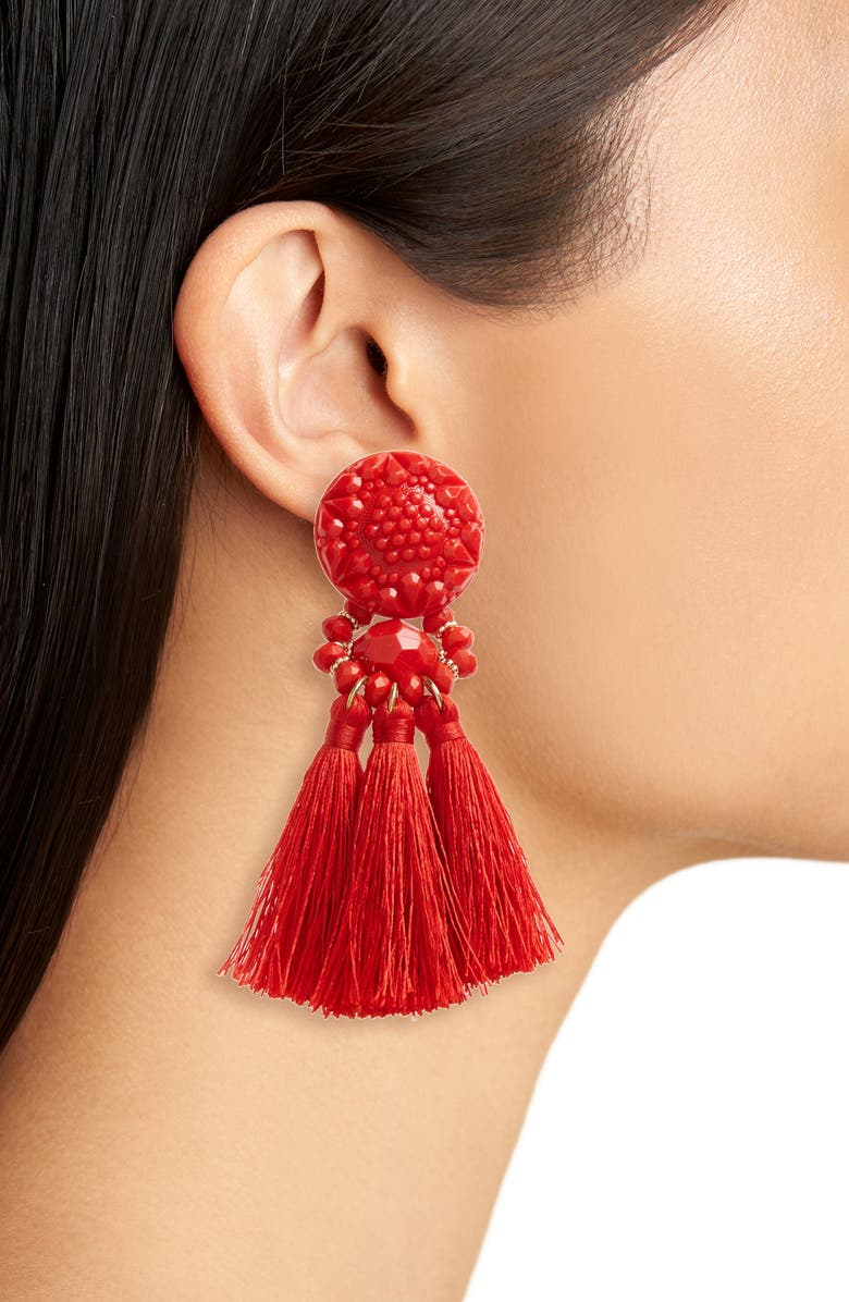 Topshop Beaded Tassel Earrings, Alternate, color,