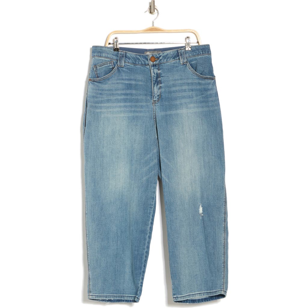 Democracy Skyrise Relaxed Straight Leg Jeans In Mid Blue Vintage