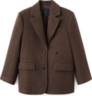 MANGO Houndstooth Wool Blend Blazer