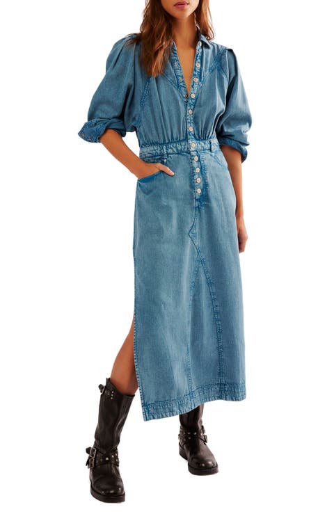Mad Love Long Sleeve Denim Midi Dress