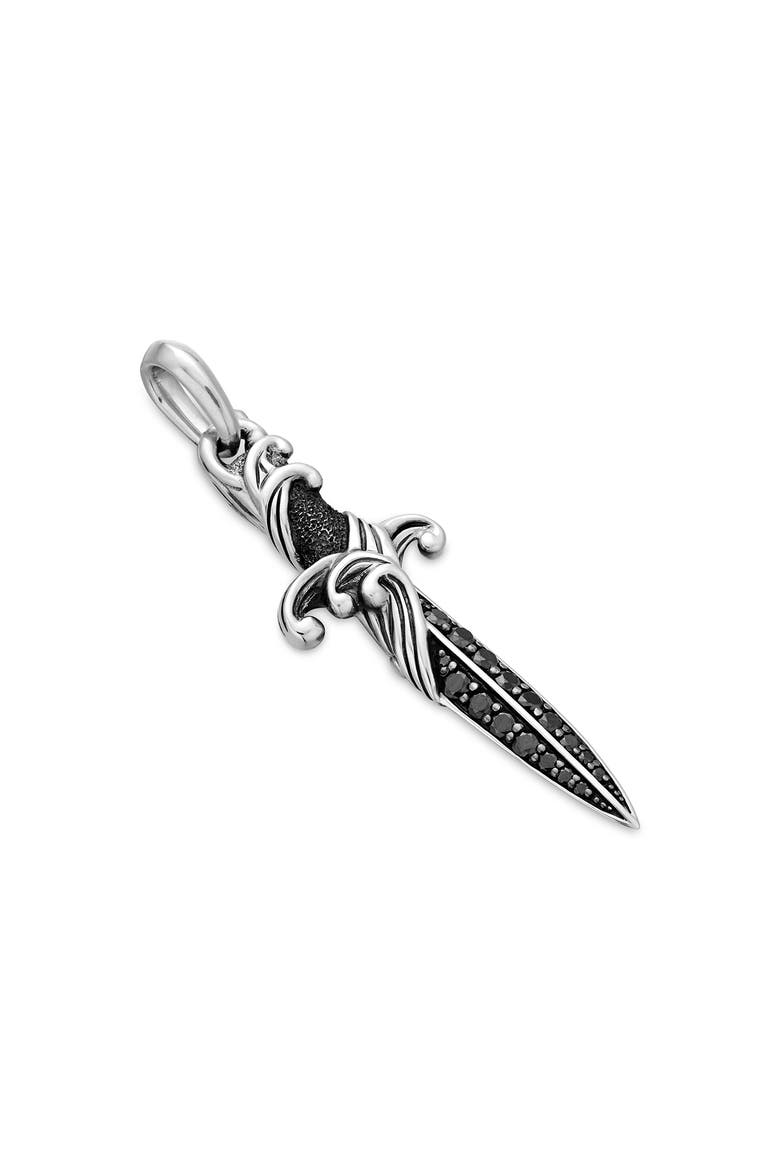 Waves Dagger Amulet with Black Diamonds, Alternate, color, BLACK