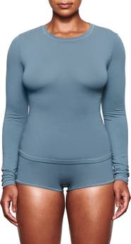 SKIMS Stretch Cotton Jersey Long Sleeve T-Shirt
