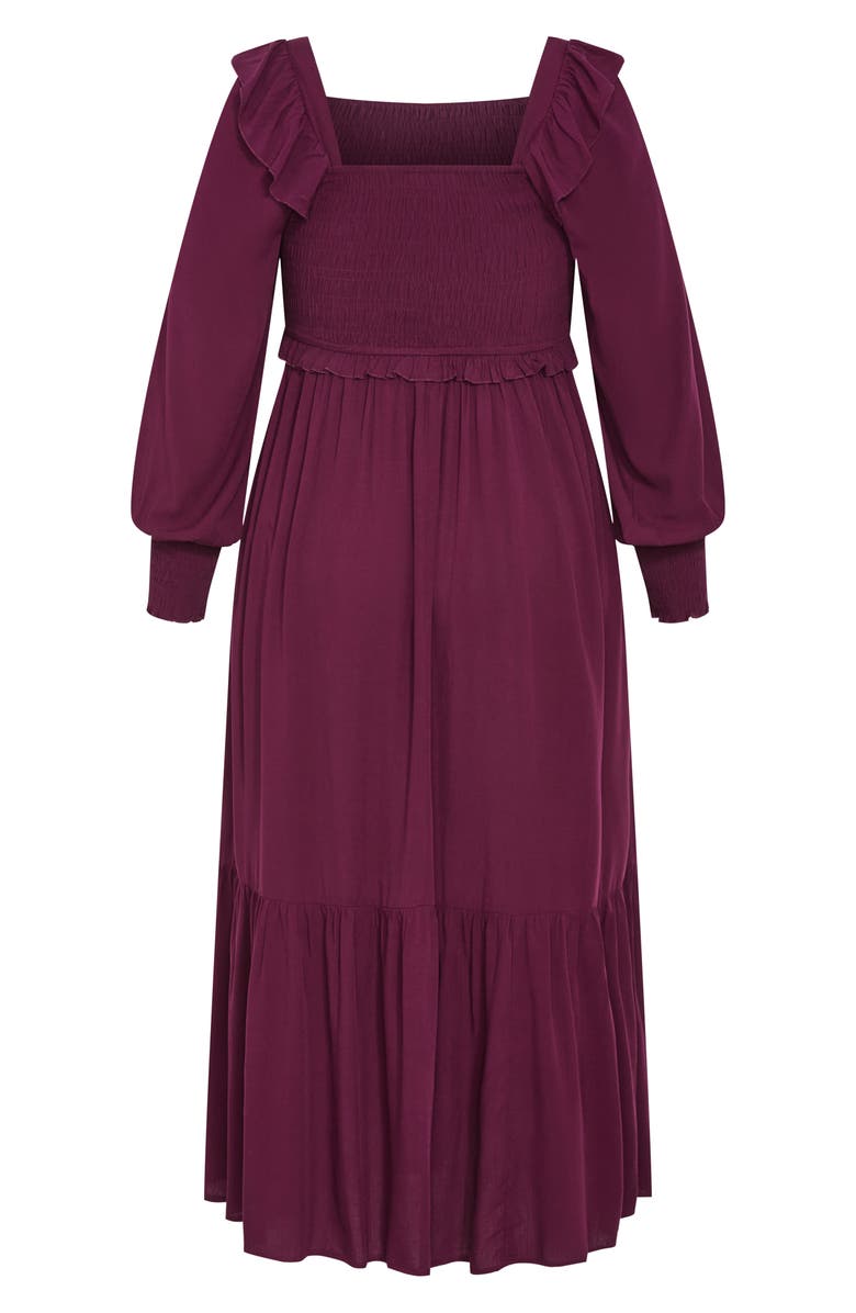 City Chic Saddie Long Sleeve Maxi Dress, Alternate, color, Bordeaux