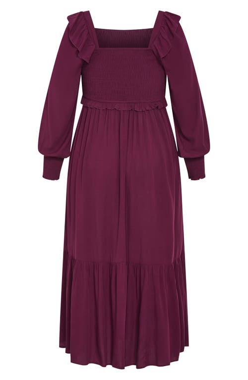 City Chic Saddie Long Sleeve Maxi Dress In Burgundy
