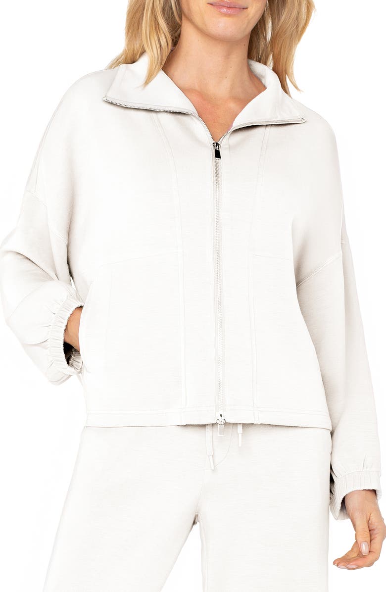 Liverpool Los Angeles Zip-Up Knit Jacket, Main, color, White Cloud