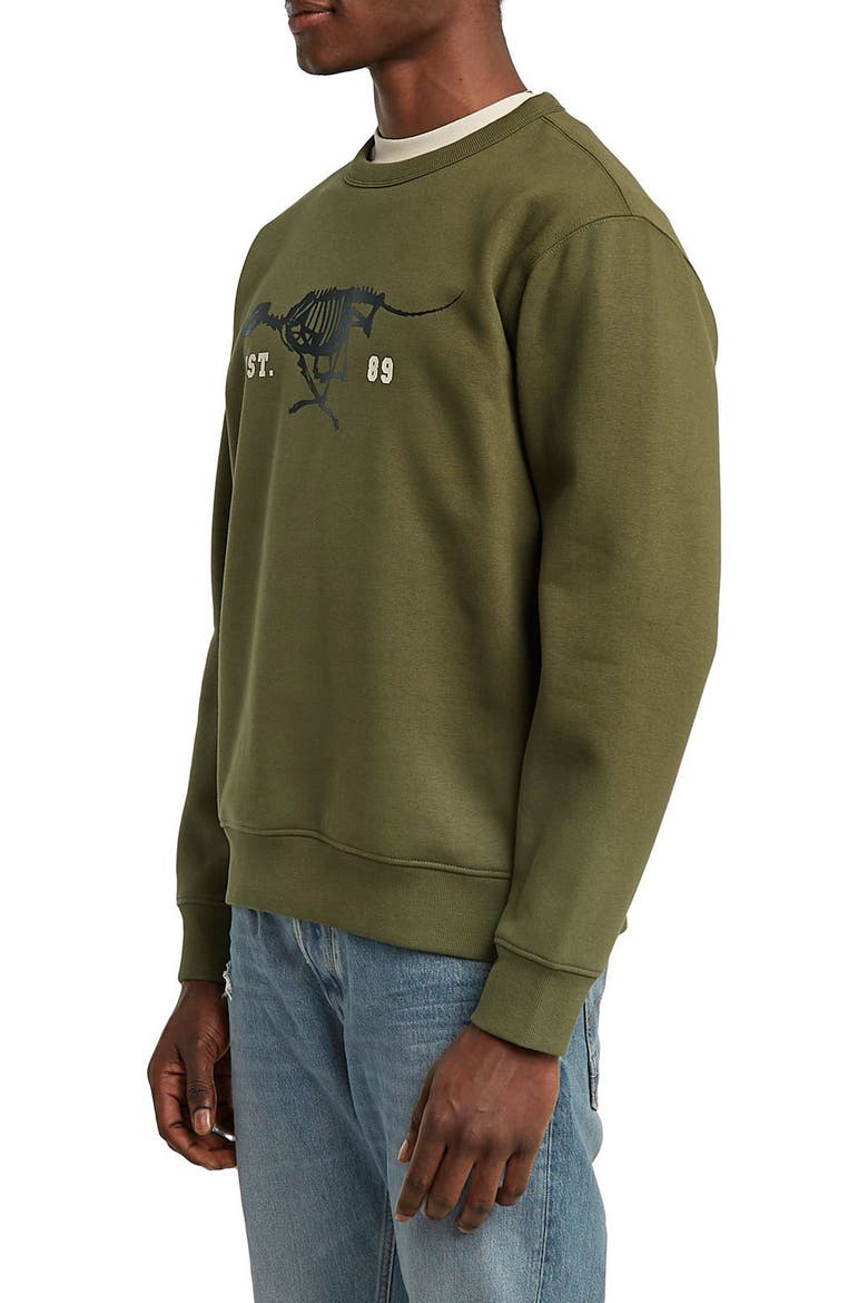 Running Dog Crewneck Sweatshirt, Alternate, color, SHADOW OLIVE