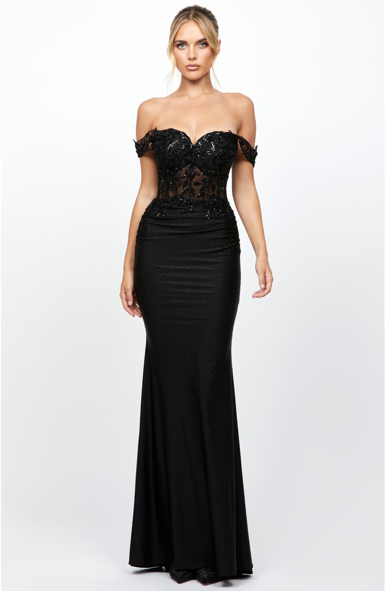 Bariano Maryam Off Shoulder Gown, Main, color, 