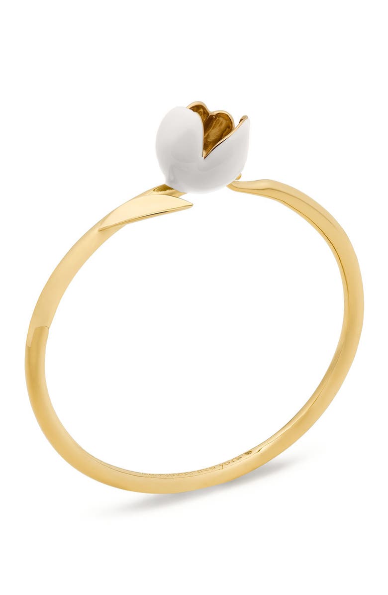 Kate Spade New York golden bloom flower bangle bracelet, Alternate, color, White.
