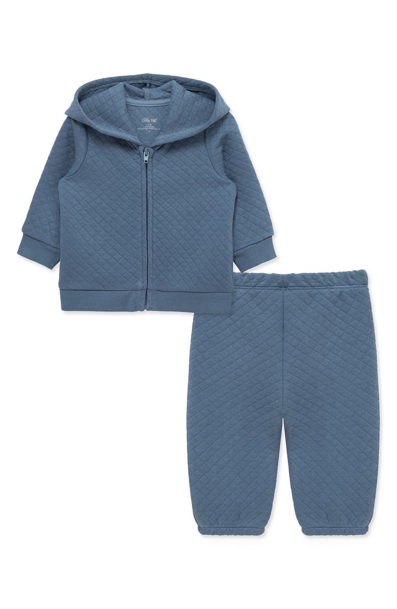 Little Me Quilted Hoodie & Joggers Set, Alternate, color, Dark Blue
